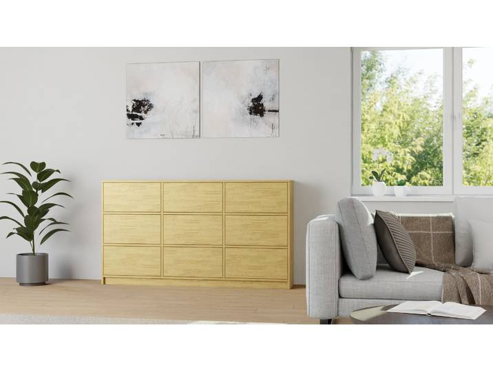 Stylishe Schubladenkommode Eiche Natur geölt