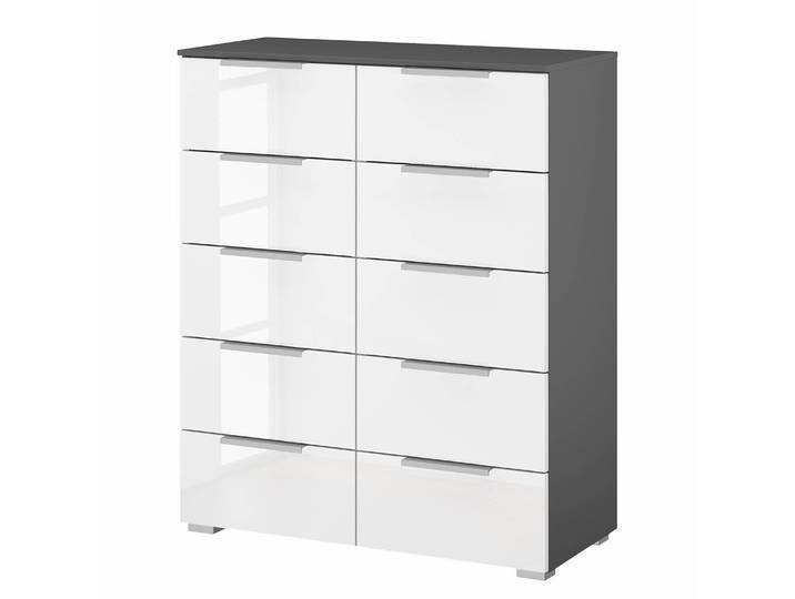 Buffet x10 80 x 100 x 42cm Gris/Blanc brillant/Graphite Aluminium