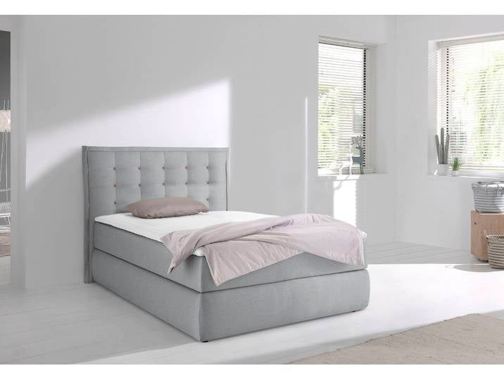Boxspringbett, Feinstruktur, Grau, 155×210 cm, Modern, Inosign Sagres