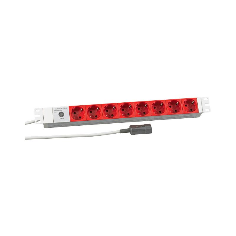 EFB Elektronik 19" 1HE Steckdosenleiste 8xCEE 7/3 rot, Zuleitung C14