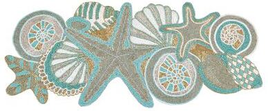 Saro Lifestyle "Sea Shell Beaded Design Table Runner - 13""x36"""