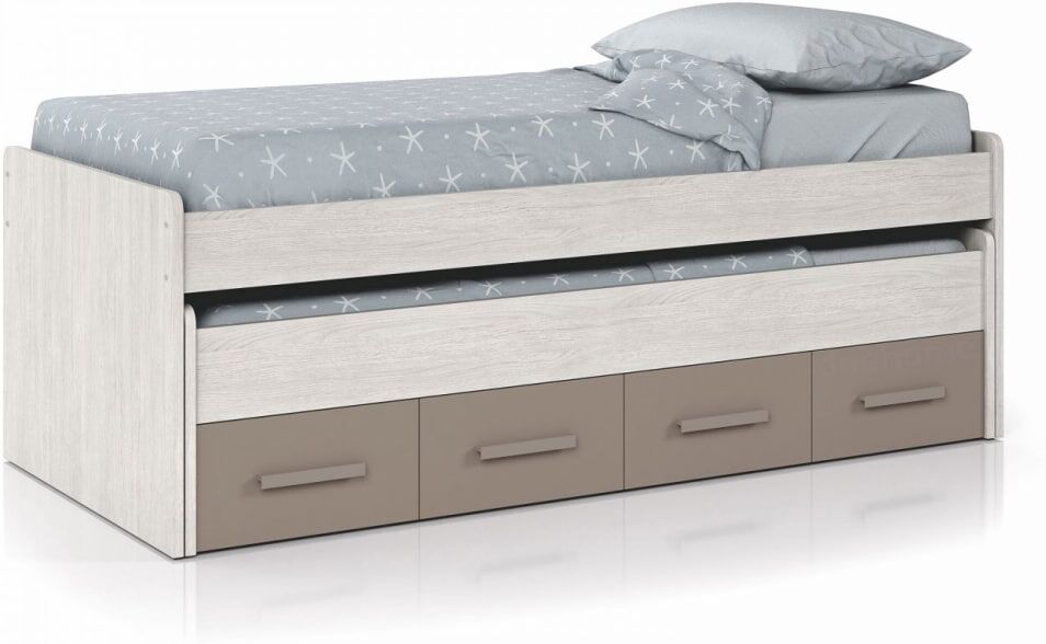 duehome Cama doble juvenil melamina blanco alpes - basalto