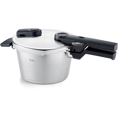 Schnellkochtopf FISSLER "Vitaquick Premium", silber (edelstahlfarben), H:16,5cm L:39cm Ø:18cm, Töpfe, Schnellkochtopf, Made in Germany