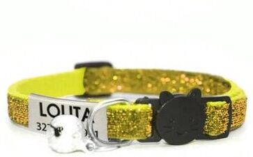 Uplift Picks Customized Glitter Cat Collar With Engraved ID Tag yellow