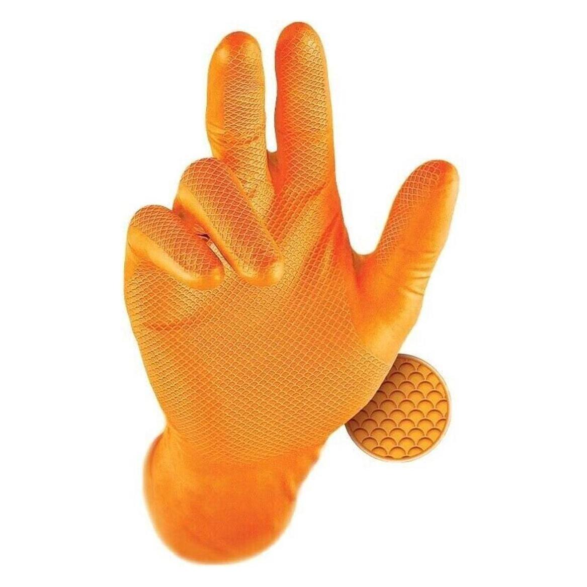 Ignite Arbeitsschutz Einweghandschuh Max Grip Nitril, 100 Stück, M, Orange (M) (14-97887)