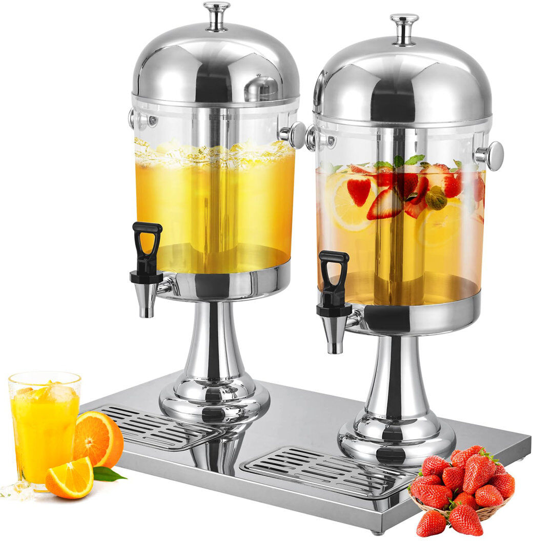 Rebrilliant Commercial Beverage Dispenser, Stainless Steel Beverage Dispenser with Ice Core, Stand & Spigot for Cold Juice, Iced Tea and Lemonade At Parties & Wed Silver