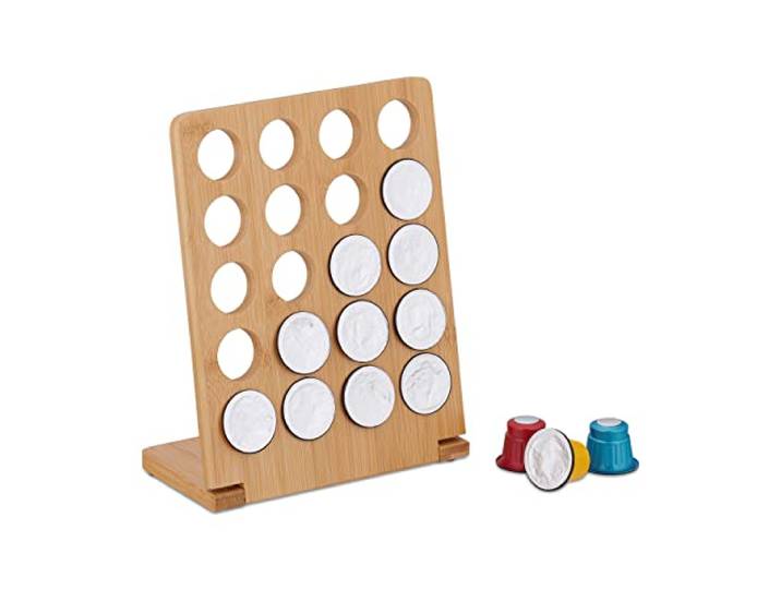 Relaxdays Porte-Capsules\, Jusqu’à 20 dosettes\, Support en Bambou\, HxLxP: 23 x 18 x 9 cm\, Nature