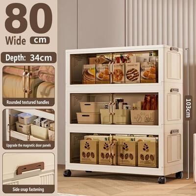 Uplift Picks Foldable Storage Cabinet Large Capacity Dustproof Wardrobe Organizer 80 Cm 3 Layers