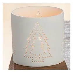 Windlicht Weihnachten Keramik weiß 7cm Variante 1
