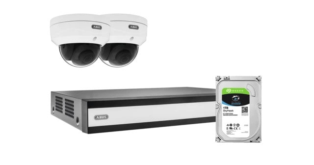 ABUS PoE-Video-Set: 2 Mini-Dome-Kameras + NVR 1TB