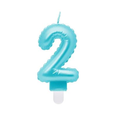 Godan Kerze Zahl 2 hellblau "Folienballon"