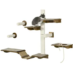 PawHut PawHut Katzen Kletterwand Set, 8-teilig Katzenmöbel mit Kratzbäumen, Sisal