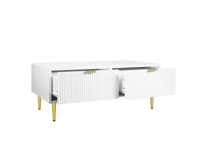 Table basse en panneau de fibres de moyenne densité blanche et dorée