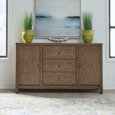 Liberty Furniture Harmony Storage Cabinet Server - Brownstone Birch Wood - W66 x D18 x H38