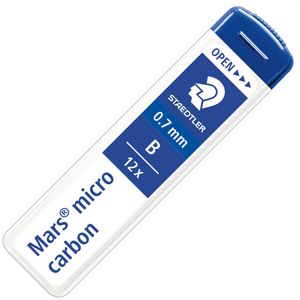 Staedtler Druckbleistiftminen 250 07, B, Mars micro carbon, 0.7mm, 12 Stück