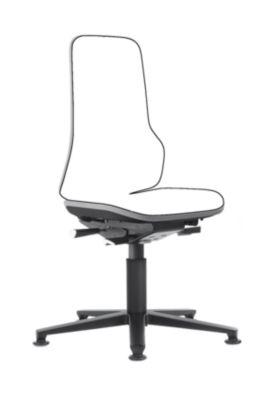Arbeitsstuhl bimos NEON, Permanentkontakt, Grundmodell ohne Polsterelement, mit Gleitern, Flexband blau