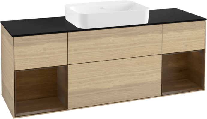 Villeroy und Boch Finion Waschtischunterschrank G742GNPC 160x60,3x50,1cm, Regale Walnut veneer, Oak Veneer