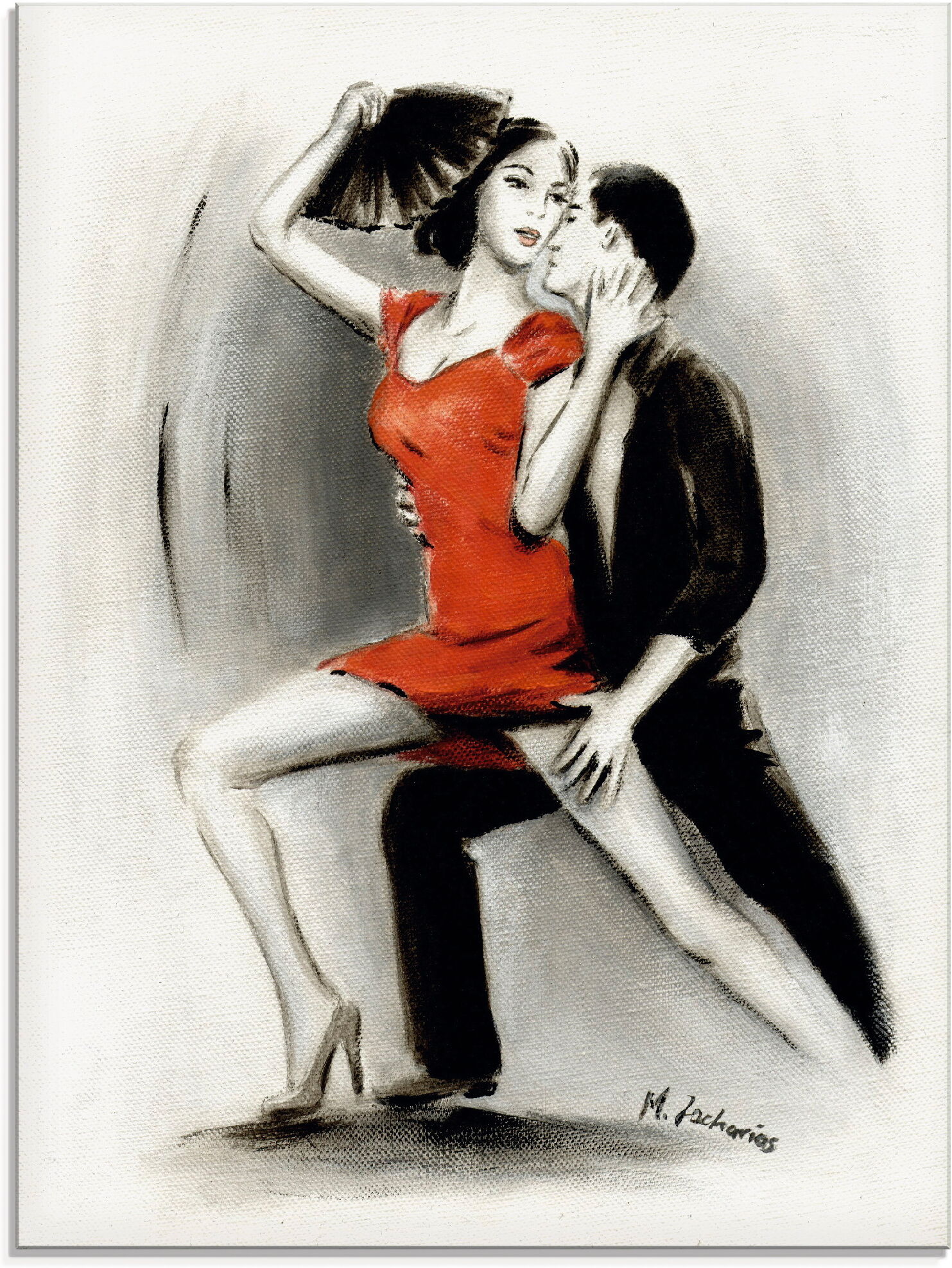 Glasbild ARTLAND "Leidenschaftliches Tanzpaar", rot (farbe bild(er): rot), B:60cm H:80cm, Bilder, Glasbild, in verschiedenen Grössen farbe bild(er): rot B/H/T: 60cm x 80cm, Glasbild Menschen Hochformat, 1 Stk.