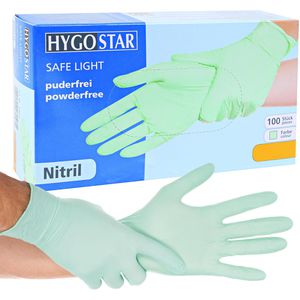 Franz-Mensch Einmalhandschuhe Safe Light, grün, 100 Stück, Nitril, chemikalienbeständig, lebensmittelecht, Größe M