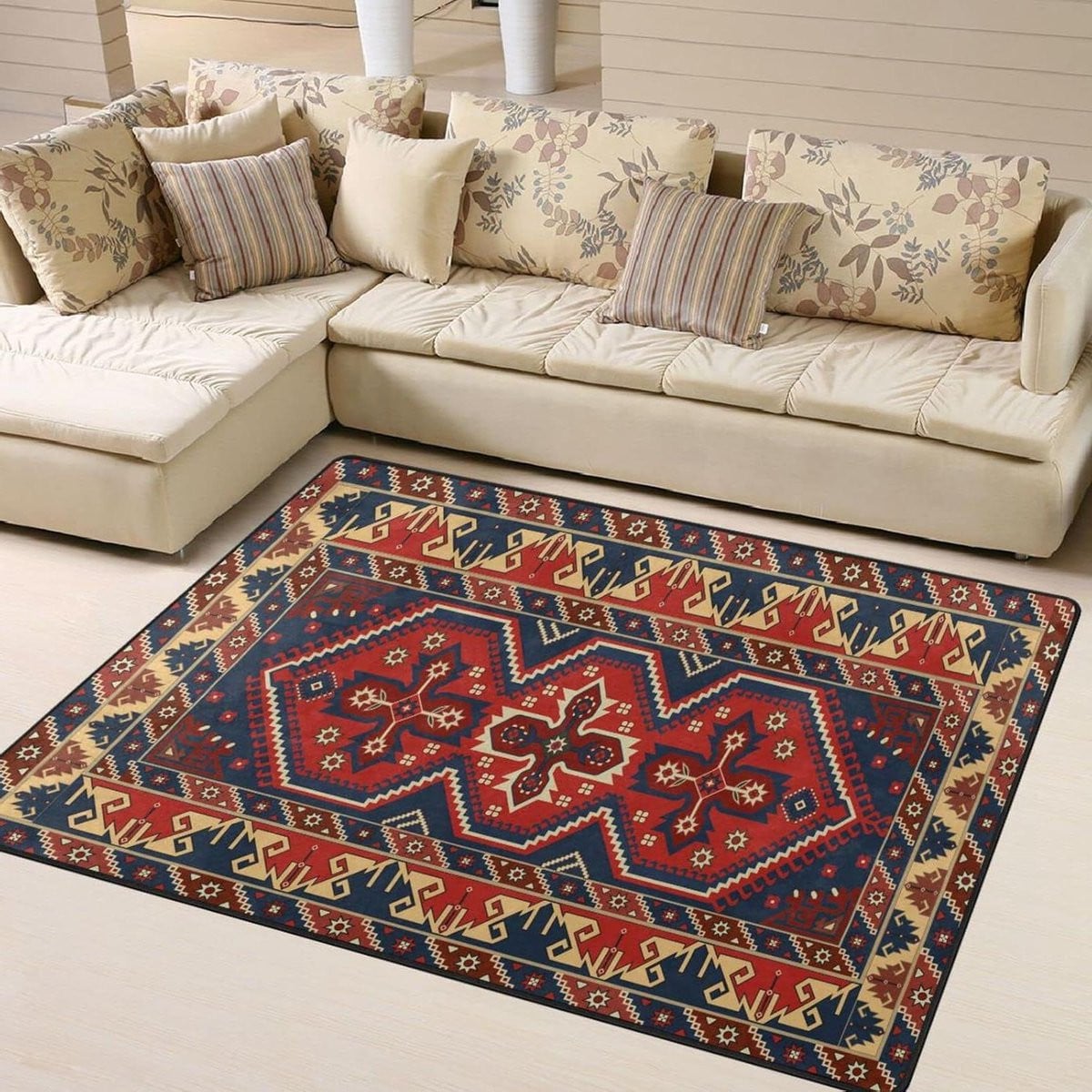 Tribal Perzisch Vloerkleed - Donker - Rechthoekig - Ethnic Decoratie voor Woonkamer of Slaapkamer