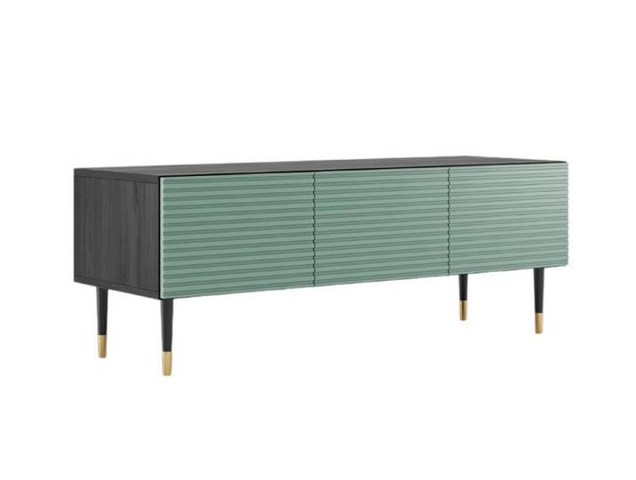 Compleo Kommode TV Grüne Designer TV- Kommode mit Rillenoptik, 120 cm breit