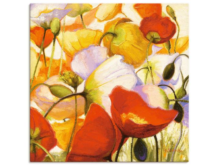 Leinwandbild ARTLAND Mohnblumen aus der Nähe , gelb (farbe bild(er): gelb), B:50cm H:50cm, Bilder, Leinwandbild, auf Holzrahmen gespannt
