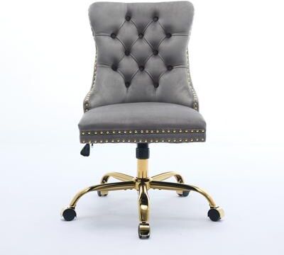DEVERA Velvet Office Chair Tufted Adjustable Swivel Desk Chair