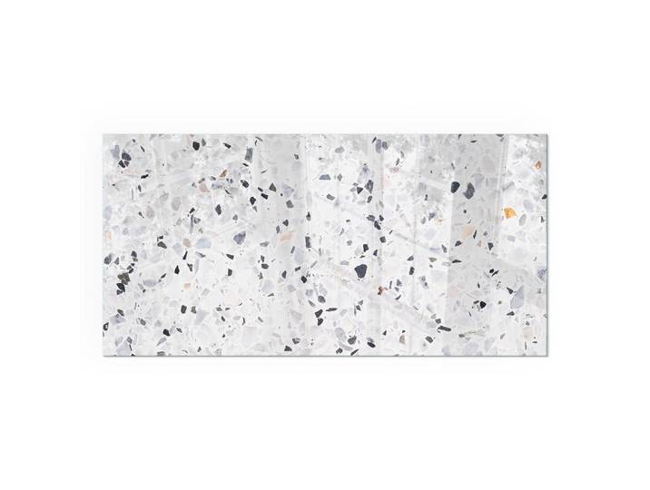 Tulup Kaminbodenplatte 120x60 cm - Steinmuster mit Partikeln, Weiß, Glas, Rechteckig, 120x60x0.4 cm, Elektrogeräte, Heizgeräte, Elektrokamine