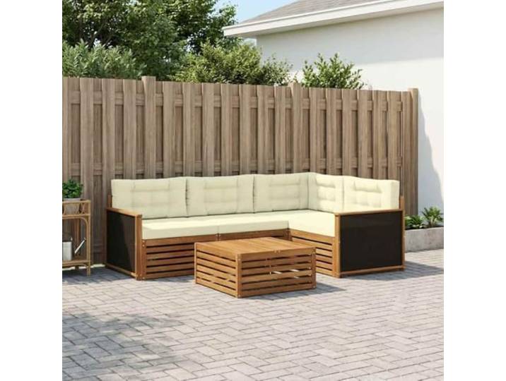 RJPLMFV Sitzgruppe für den Außenbereich, 5-teilig, massives Akazienholz Lackierte Oberfläche, modulares Design, einfache Pflege, wetterfest