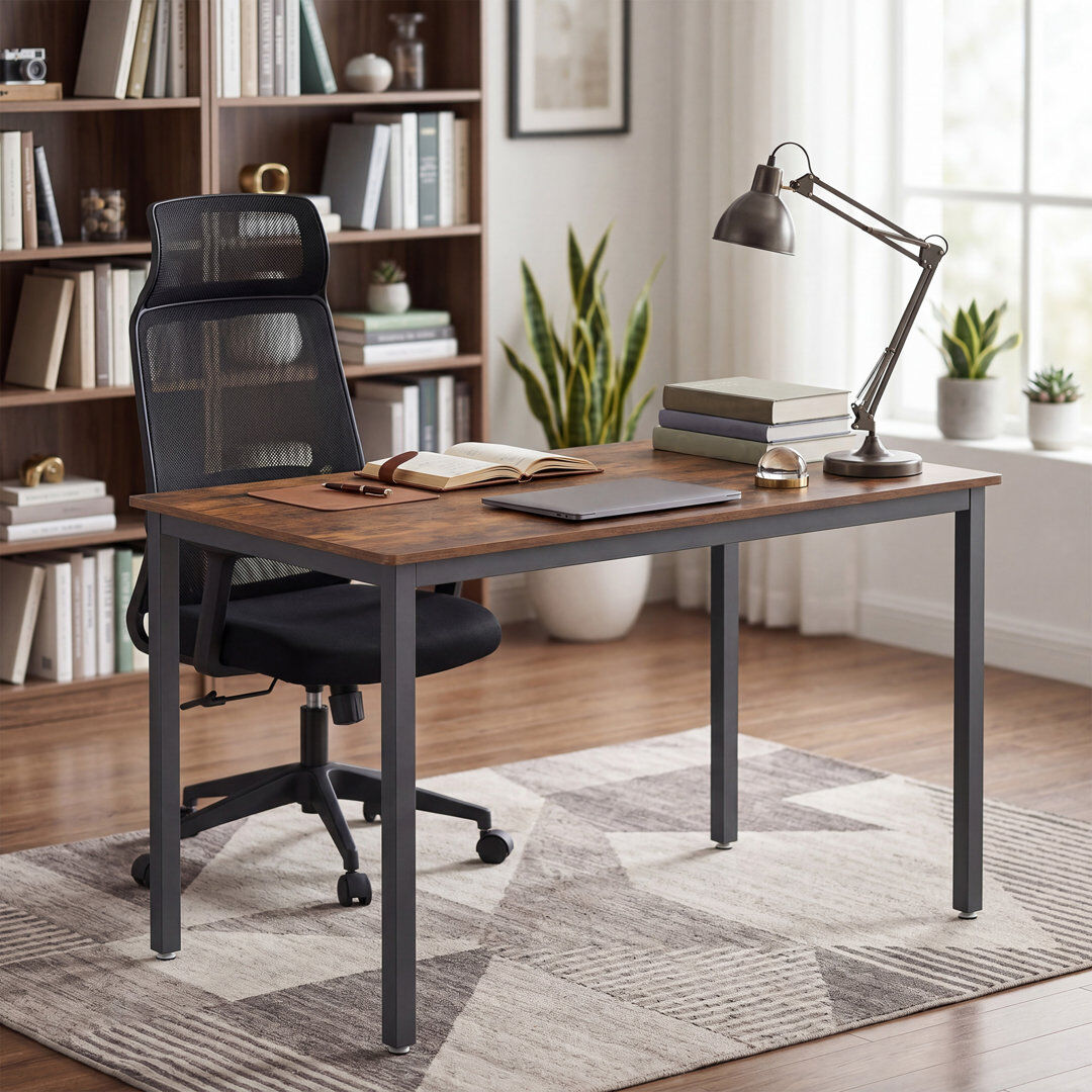 Borough Wharf Adrey Rectangular Dining Table with Steel Base Rustic Brown