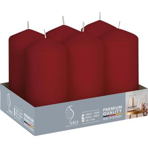 Gala Kerzen Typ 6/60/130, Stumpenkerzen, bordeaux, Ø 6 cm, Höhe 13 cm, 6 Stück