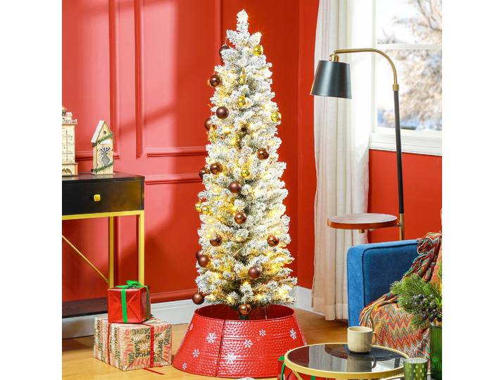 HOMCOM Sapin Artificiel 150cm LED Blanc Chaud Branches Enneigées