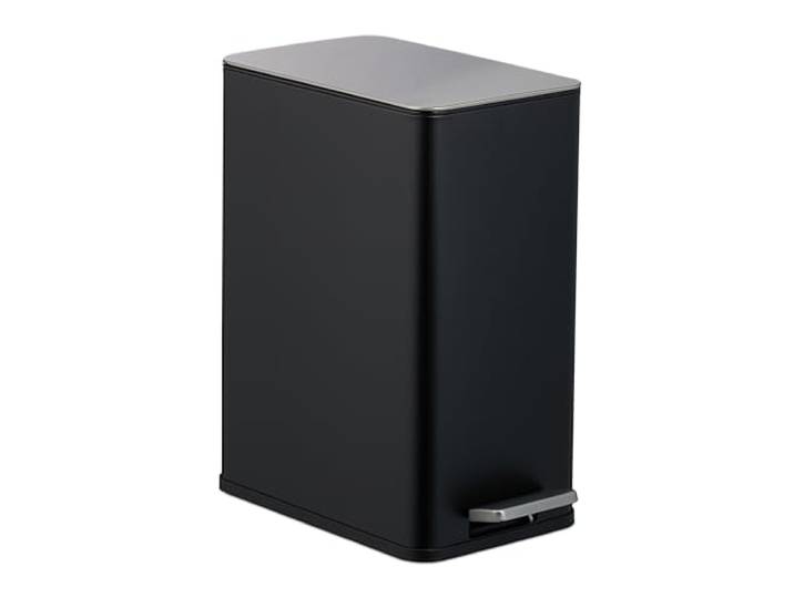 Relaxdays Poubelle de salle de bain\, capacité : 10 litres\, seau intérieur amovible\, couvercle pratique\, noire