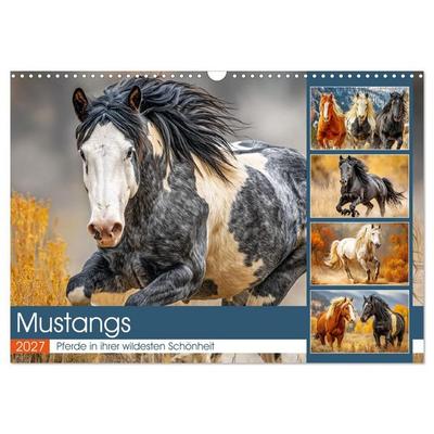 Mustangs. Pferde in ihrer wildesten Schönheit (Wandkalender 2027 DIN A3 quer), CALVENDO Monatskalender