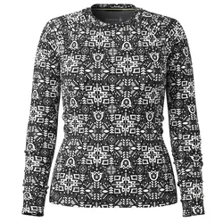 Smartwool Damen Classic Thermal Merino Langarmshirt - L - Black Deco Floral