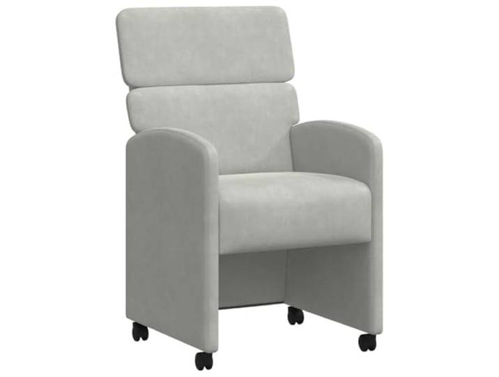 POUFGDR Esszimmerstühle mit Rollen, 2 Stück, Velours, Hellgrau Integrierte Rollen, weicher Samt, flache Armlehnen, Schaumstoffpolster, Innenraum, Büro