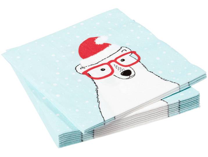 Servietten 33x33cm Eisbär mit Brille