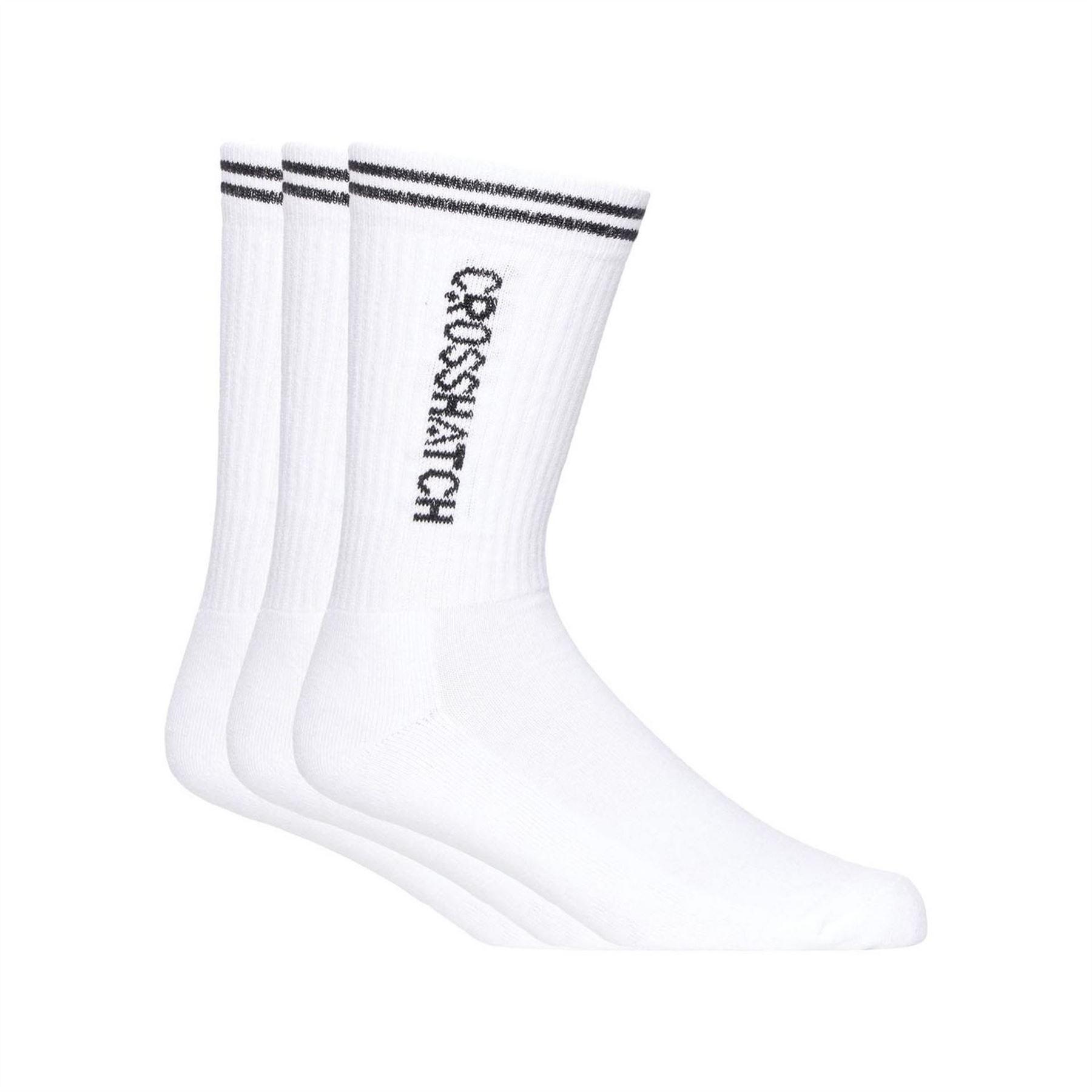 Crosshatch Heren sportsokken (pak van 3) (Wit, Zwart)