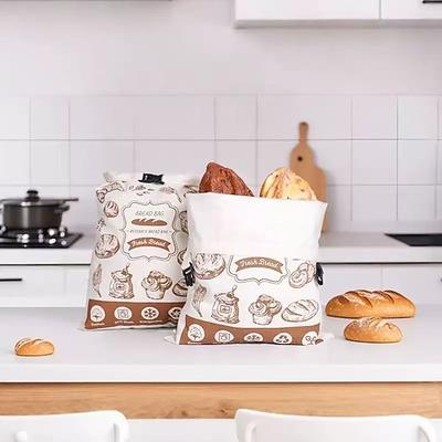2er-Pack Brotbeutel aus Baumwolle mit TPU-Druckknopfverschluss, wiederverwendbare Verpackungsbeutel für Bäckereien, umweltfreundliche Aufbewahrung für Brot, Sandwiches und Gebäck, strapazierfähiger