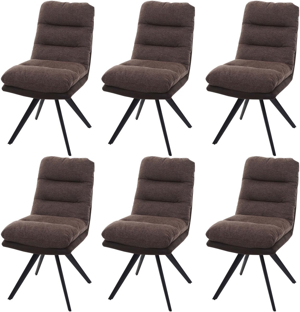 Set van 6 MCW eetkamerstoelen MCW-G66 met armleuningen, draaibare keukenstoelen, bruin-donkerbruin stof