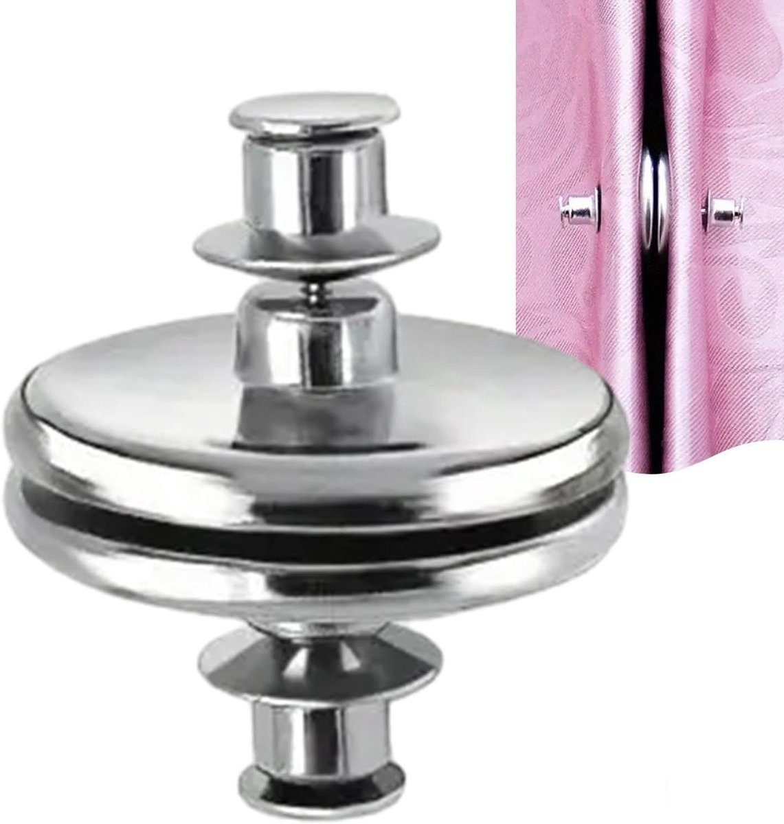 Magnetische Gordijnhouders Zilverkleurig - Gordijnclips met Sterke Magneet - Breedte: 3,8 cm