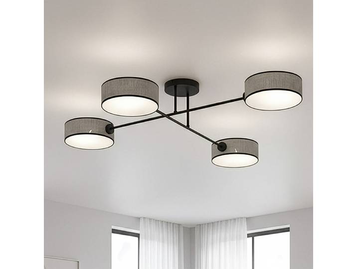 Deckenleuchte Maga Typ A 96 x 22 x 96cm Grau/Lichtgrau 4 Mischgewebe E14