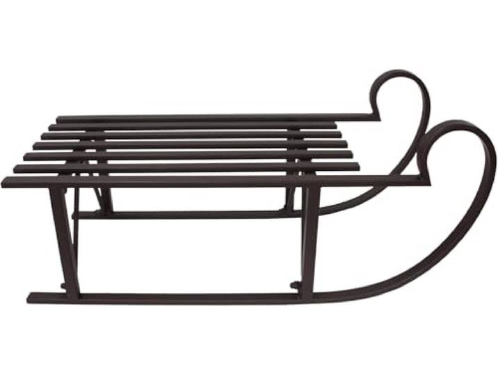 FRANK FLECHTWAREN Dekoschlitten Classique, Metall, Dunkelbraun Maße: 80 x 32 x 34 cm, einfache Selbstmontage, schöne winterliche Deko, vielseitig einsetzbar