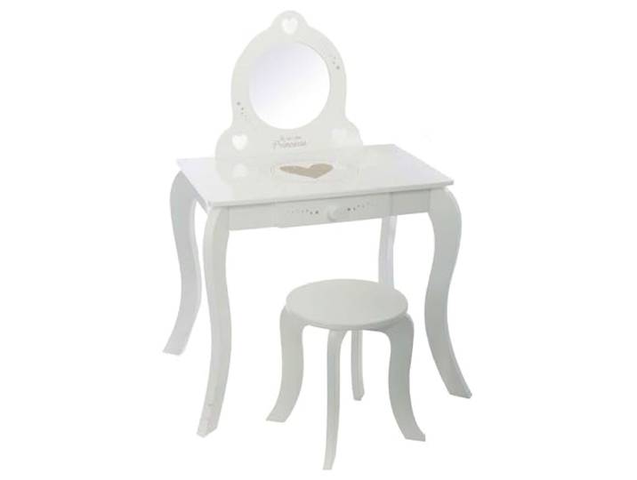 WELL HOME MOBILIARIO & DECORACIÓN Schminktisch mit Spiegel und Hocker, Schminktisch mit Spiegel, 1 Schublade, Schönheits-Ecke, klassischer Stil