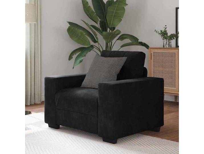 Fauteuil en velours - - Noir - 60 cm - 100x78x80 cm - Velours doux - Cadre robuste - Siège confortable