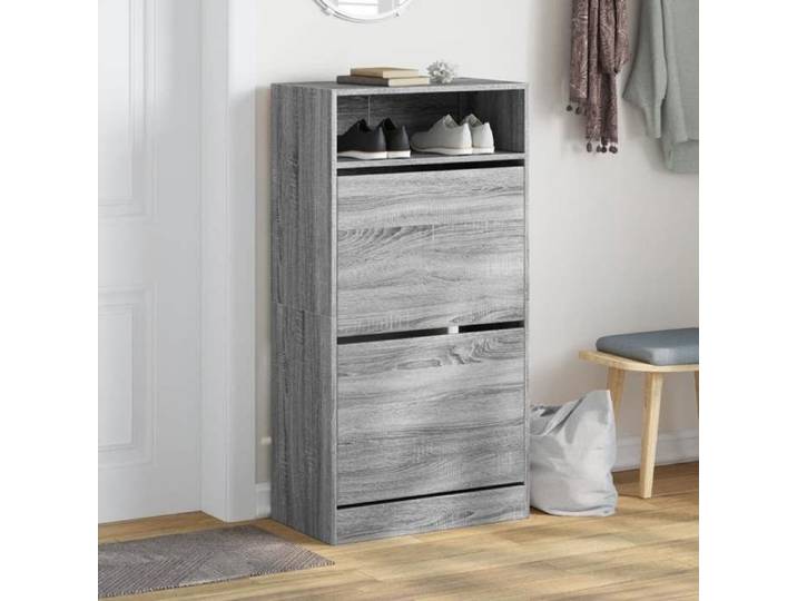 (Promo 2026)Armoire à chaussures - SHIELD - Stockage chaussures - pour l'entrée - Sonoma gris 60x34x116cm Bois d'ingénierie 6867411