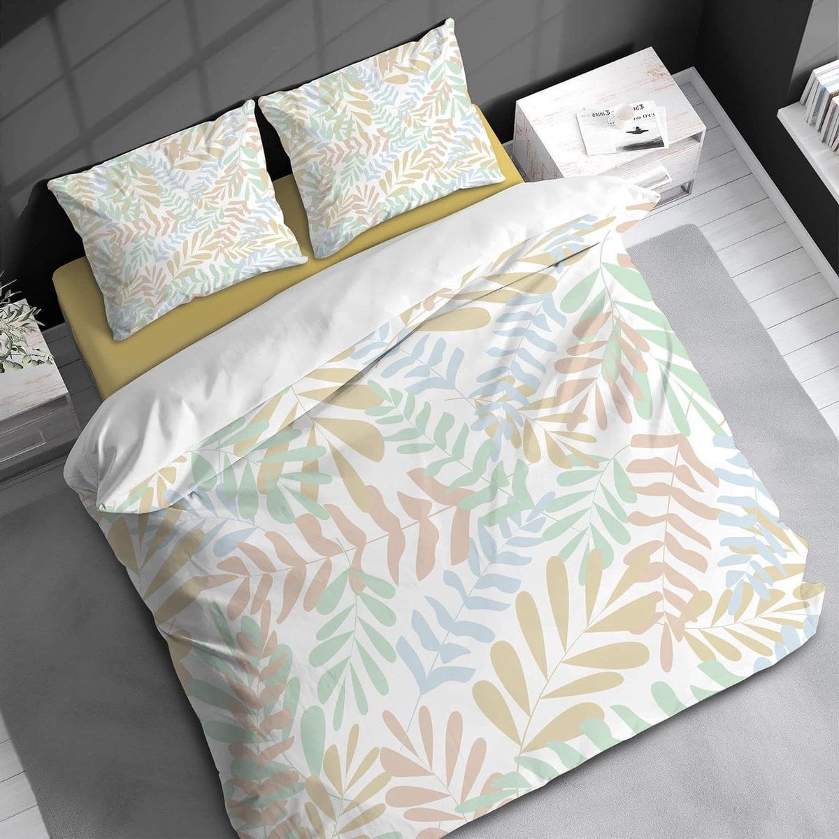 Dekbedset Tropisch - Wit Botanisch Beddengoed Set - Queen Size