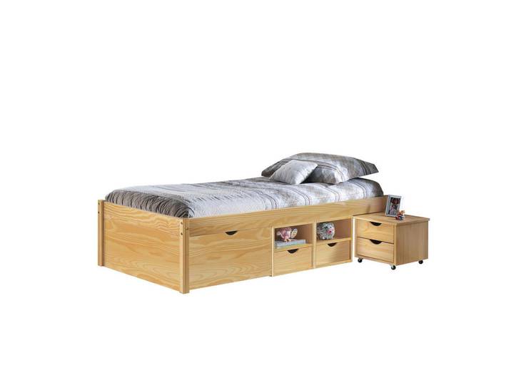 ebuy24 Bett Holz, Naturfarben, Schlafzimmer, Betten