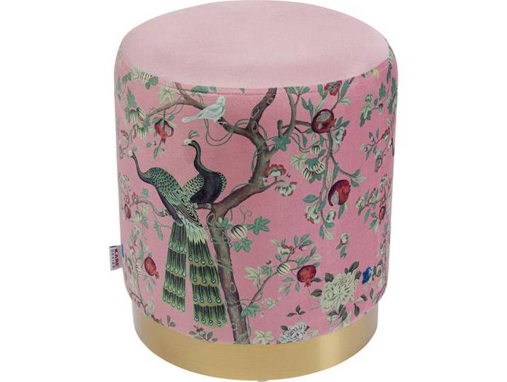 Tabouret Cherry paon rose et laiton Kare Design
