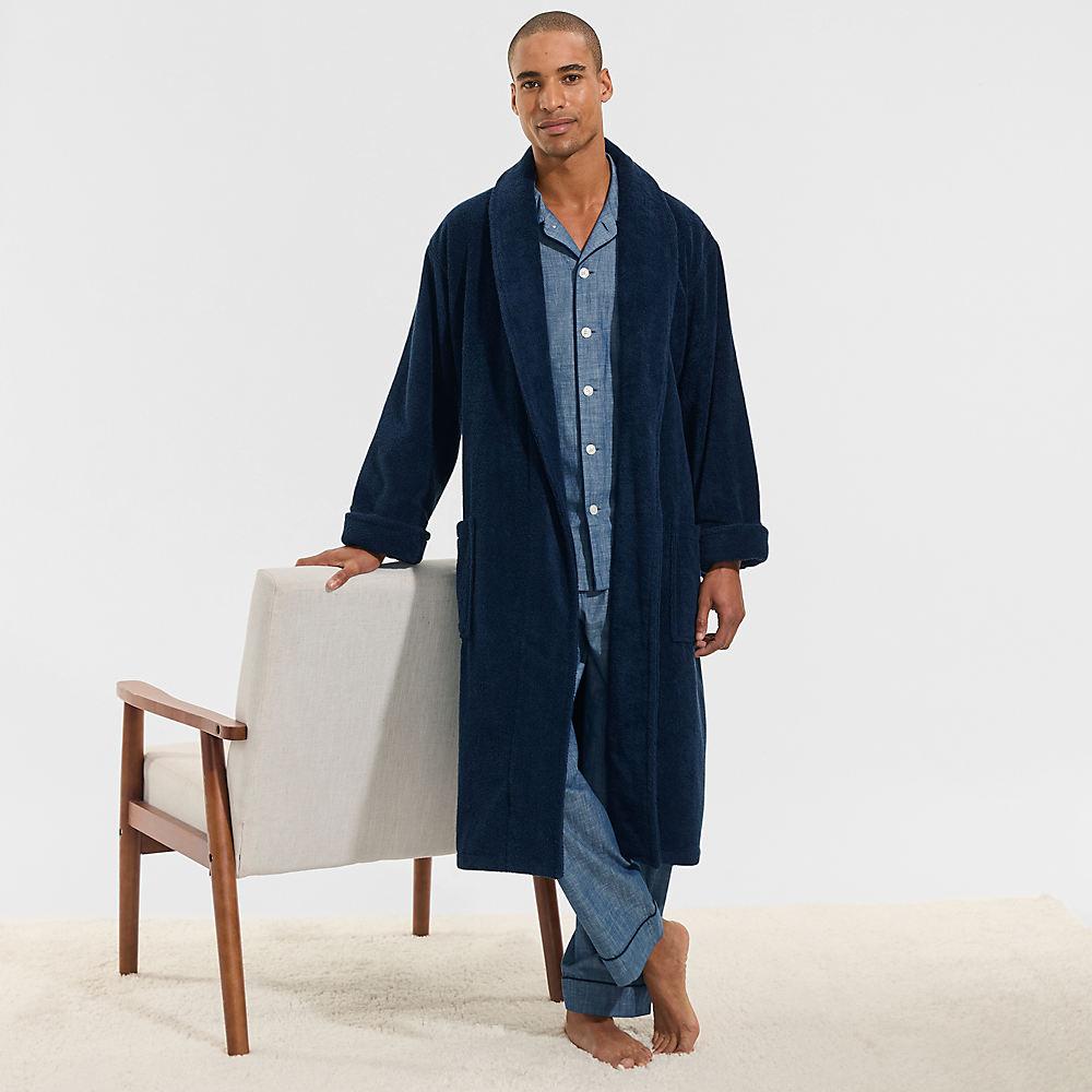 Bademantel aus türkischem Frottee für Herren, Herren, size: regular, Blau, Baumwolle, by Lands' End